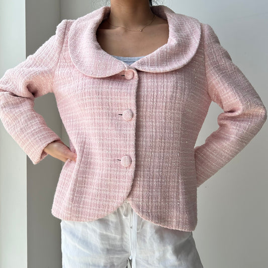 Pink Tartan Blush Bouclé Jacket - Medium