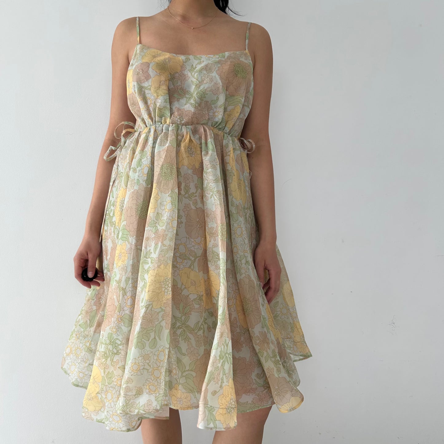 Selkie Green Floral Print Mini Dress - Large
