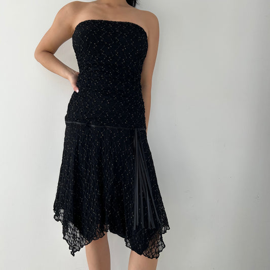 1990s Le Château Made in Canada Black Strapless Dress - Small