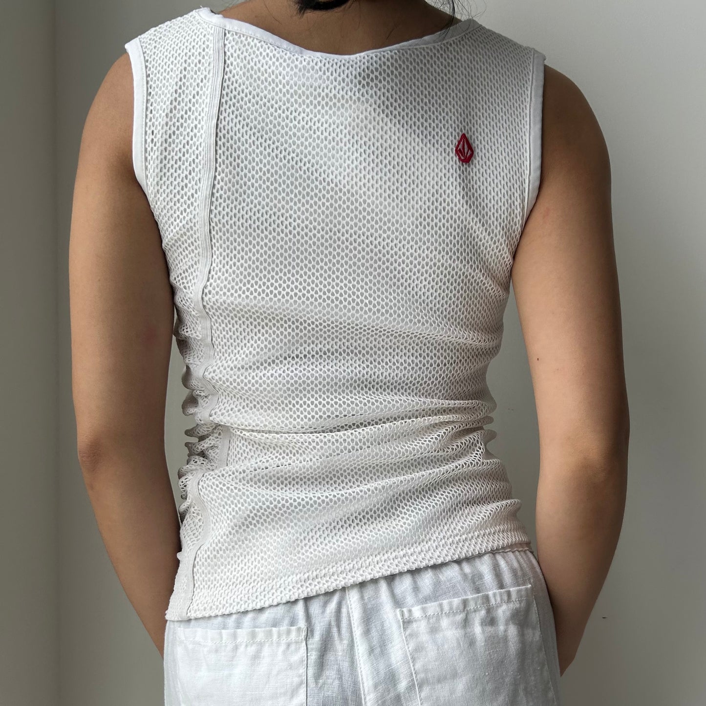 Volcom White Mesh Tank Top - Small