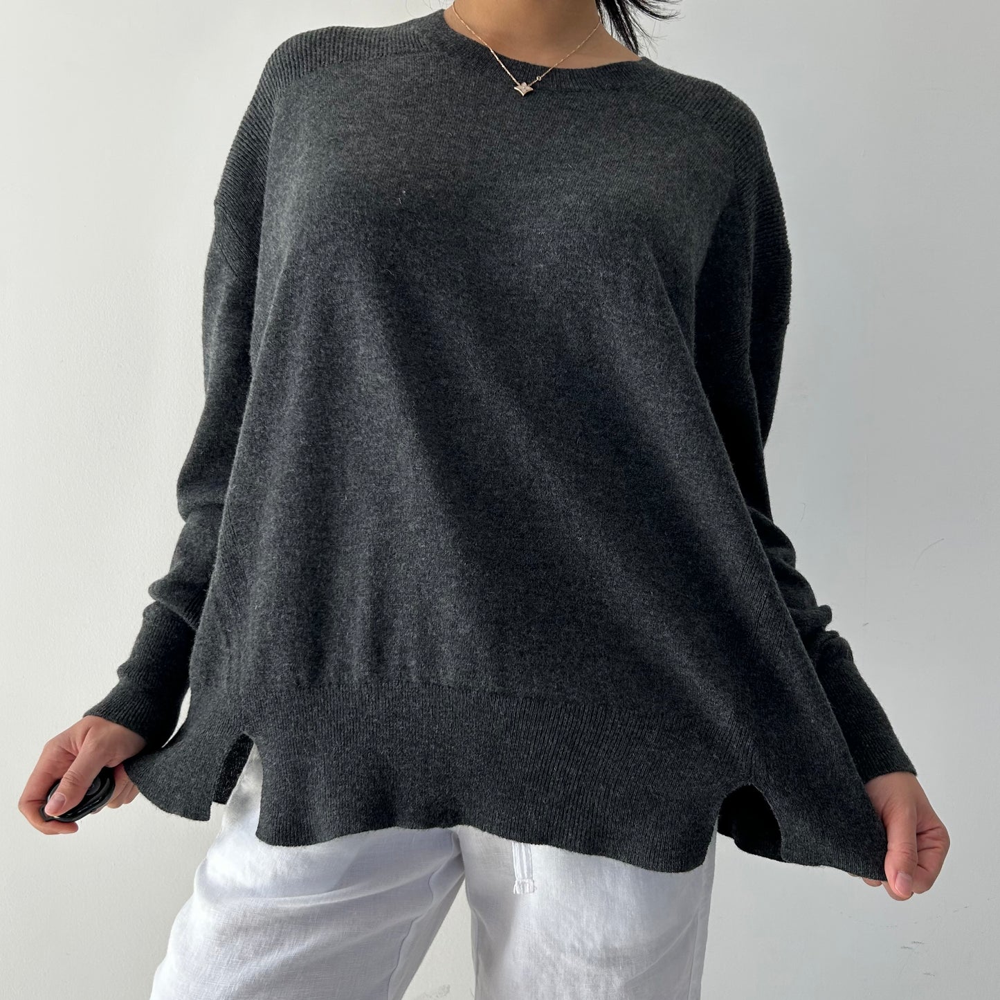 All Saints Grey Wool and Cashmere Crewneck Knit Jumper - Medium