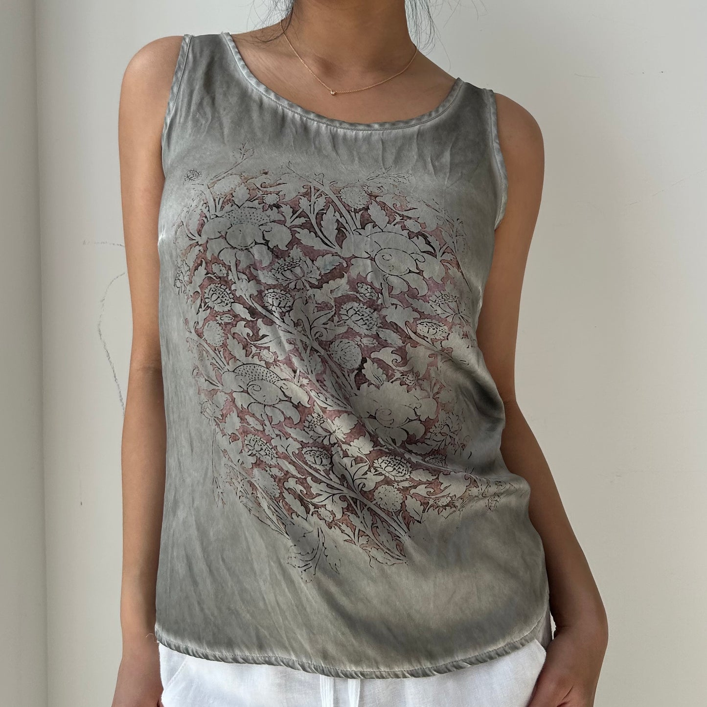 Nile Collection Grey Silk Tank - XX-Small