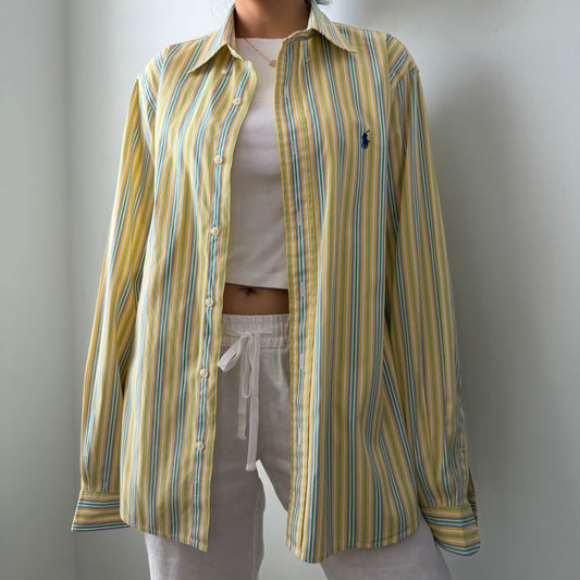 Ralph Lauren Yellow Striped Button-Up - Medium