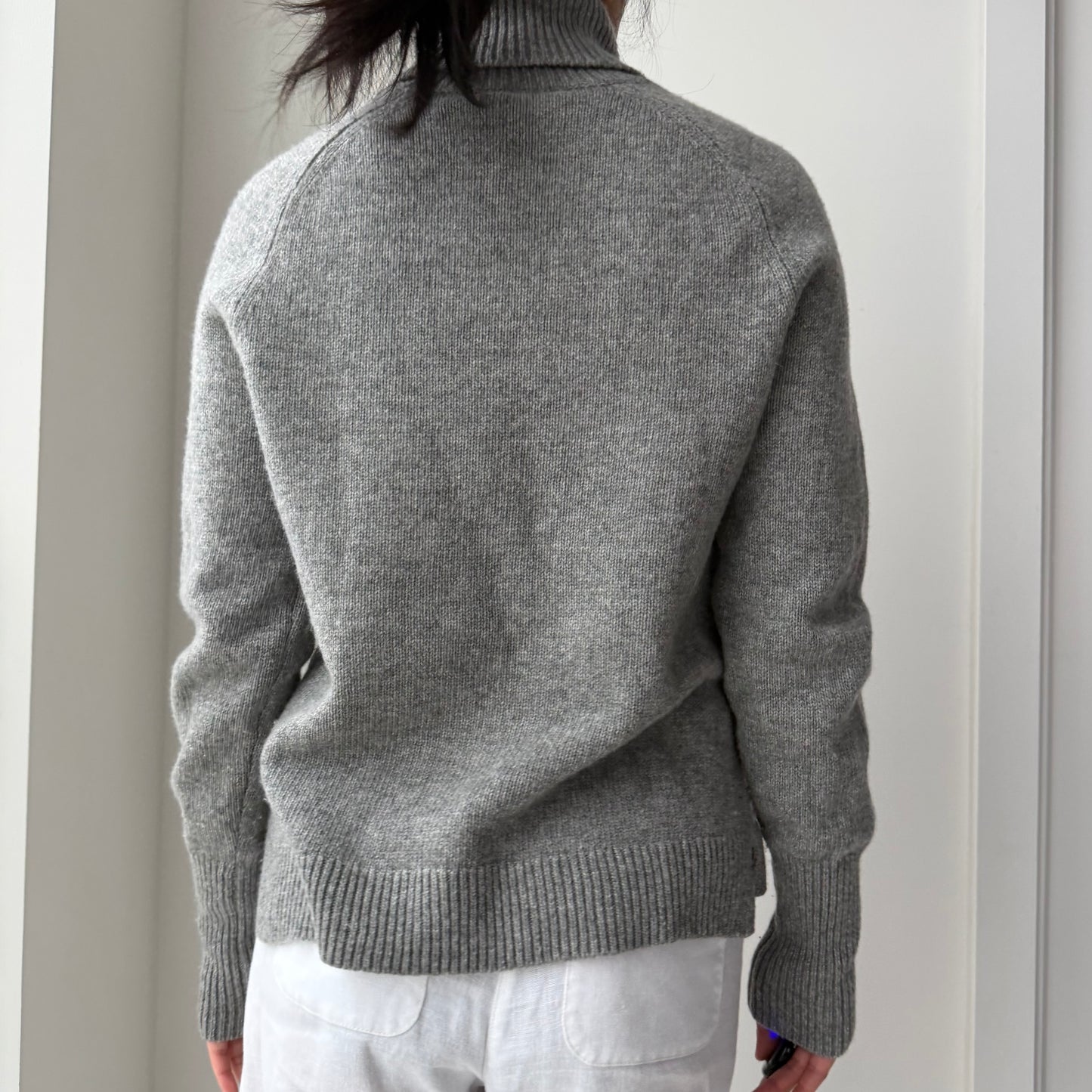 J. Crew Grey Wool and Cashmere Geometric Turtleneck Jumper - Small