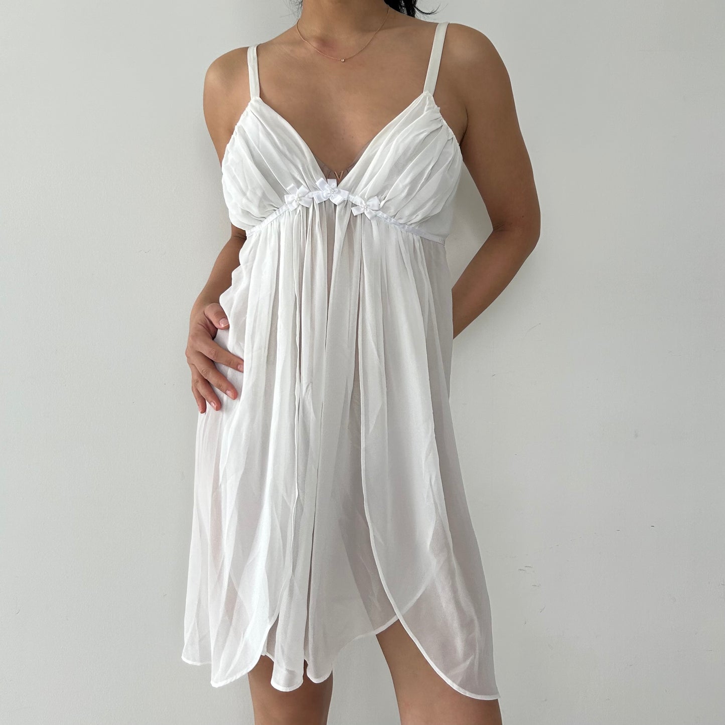 Oscar de la Renta Pink Label White Babydoll Lingerie Dress - Small