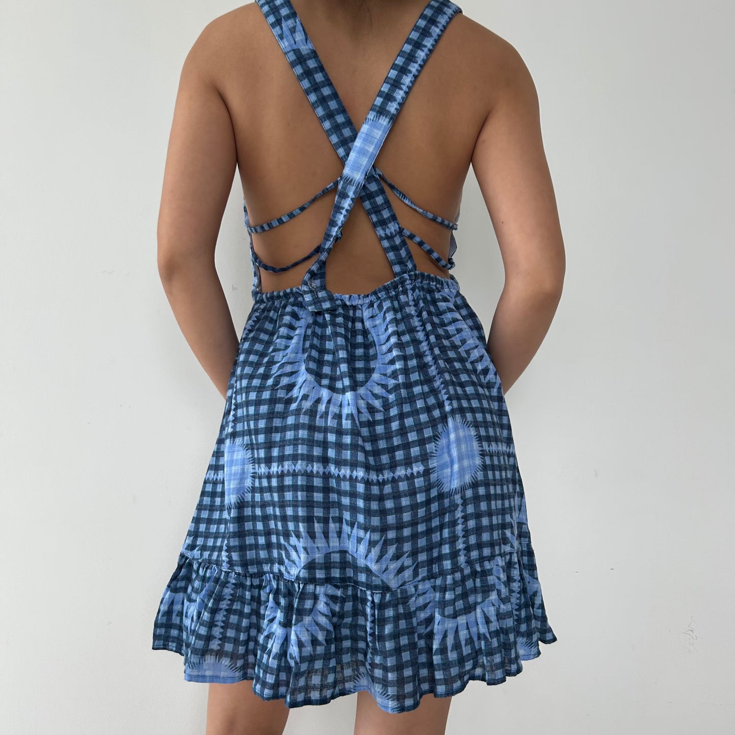 Urban Outfitters Blue Check Babydoll Dress - Medium
