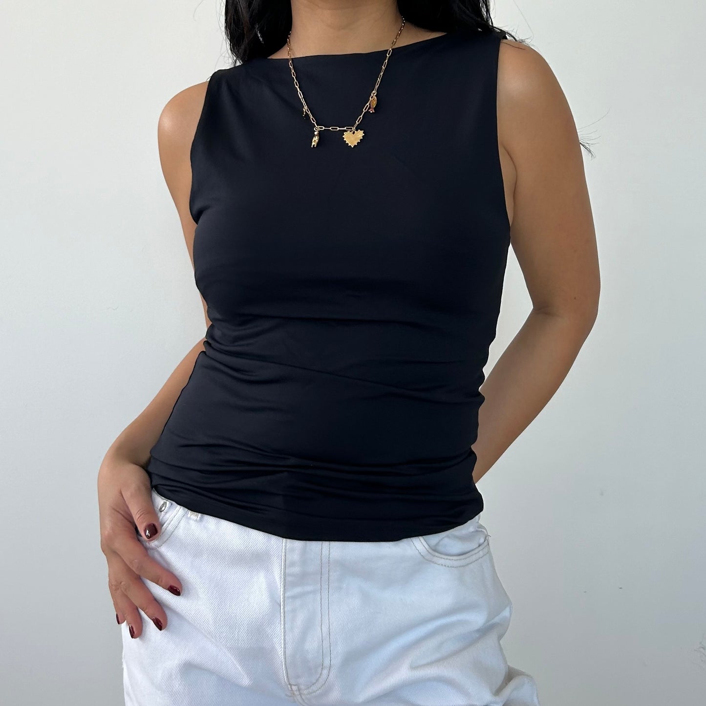Black Scoop Neck Tank - Small