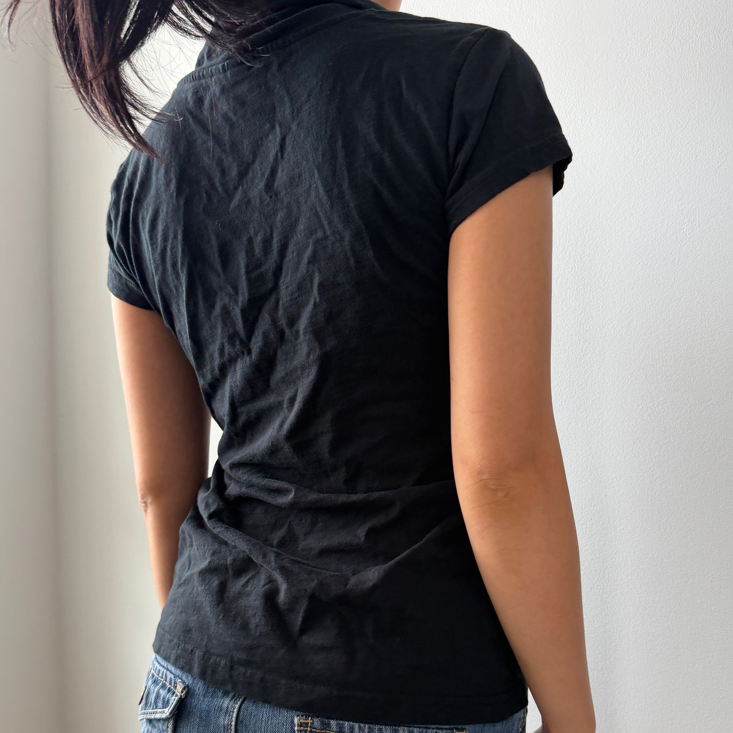 Esprit Black Short Sleeve Cowl Neck Top - Medium