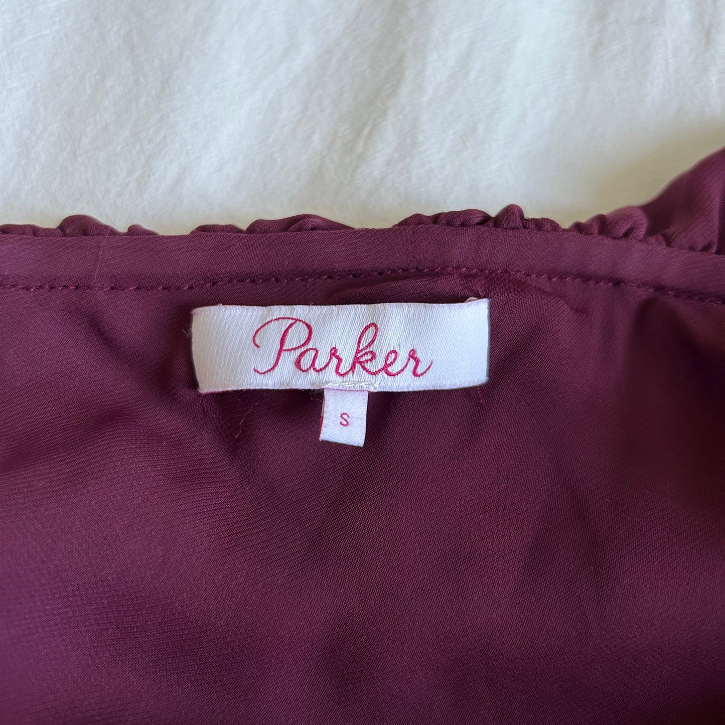 Parker Burgundy One-Shoulder Chiffon Top - Small