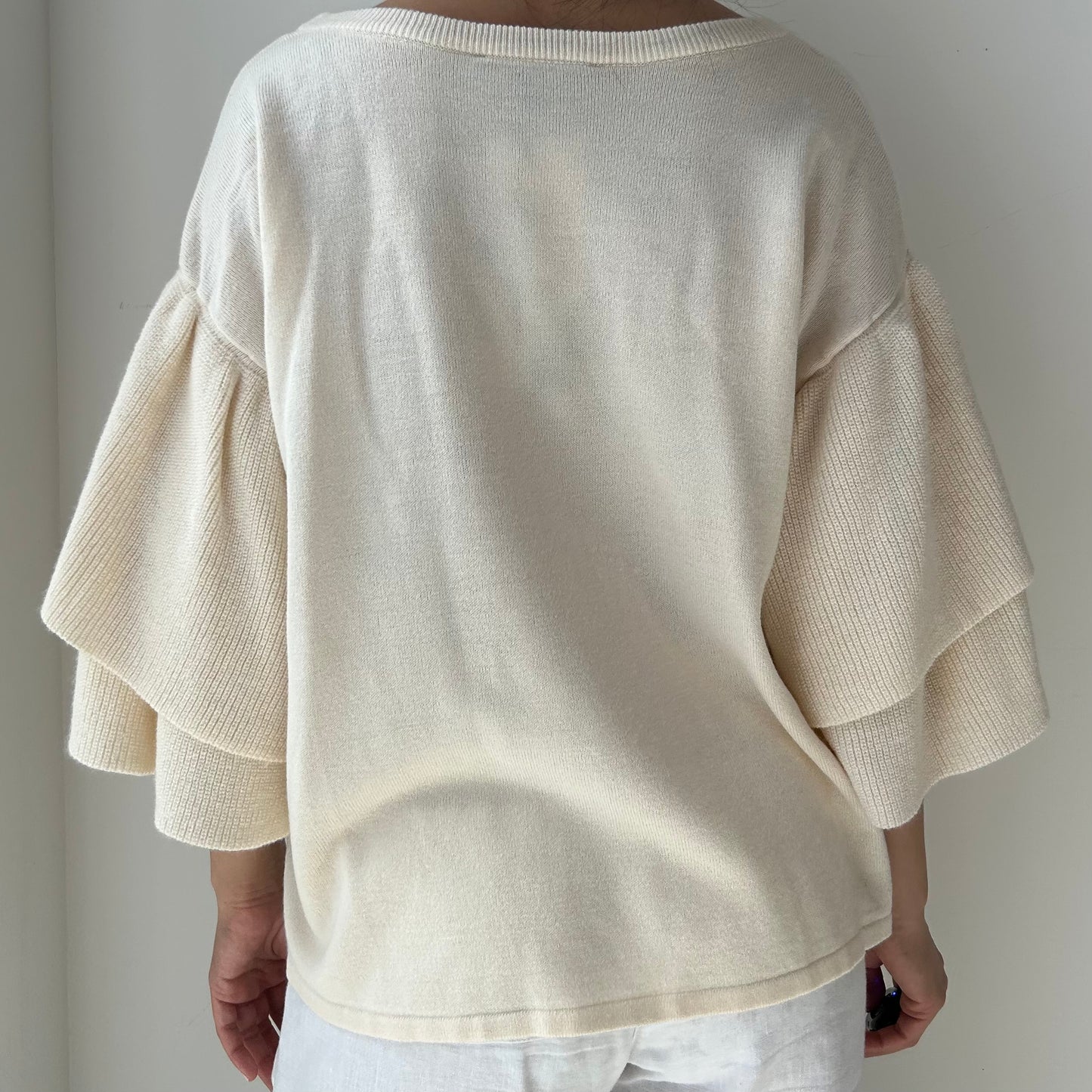 White Embroidered Floral Sweater - Medium