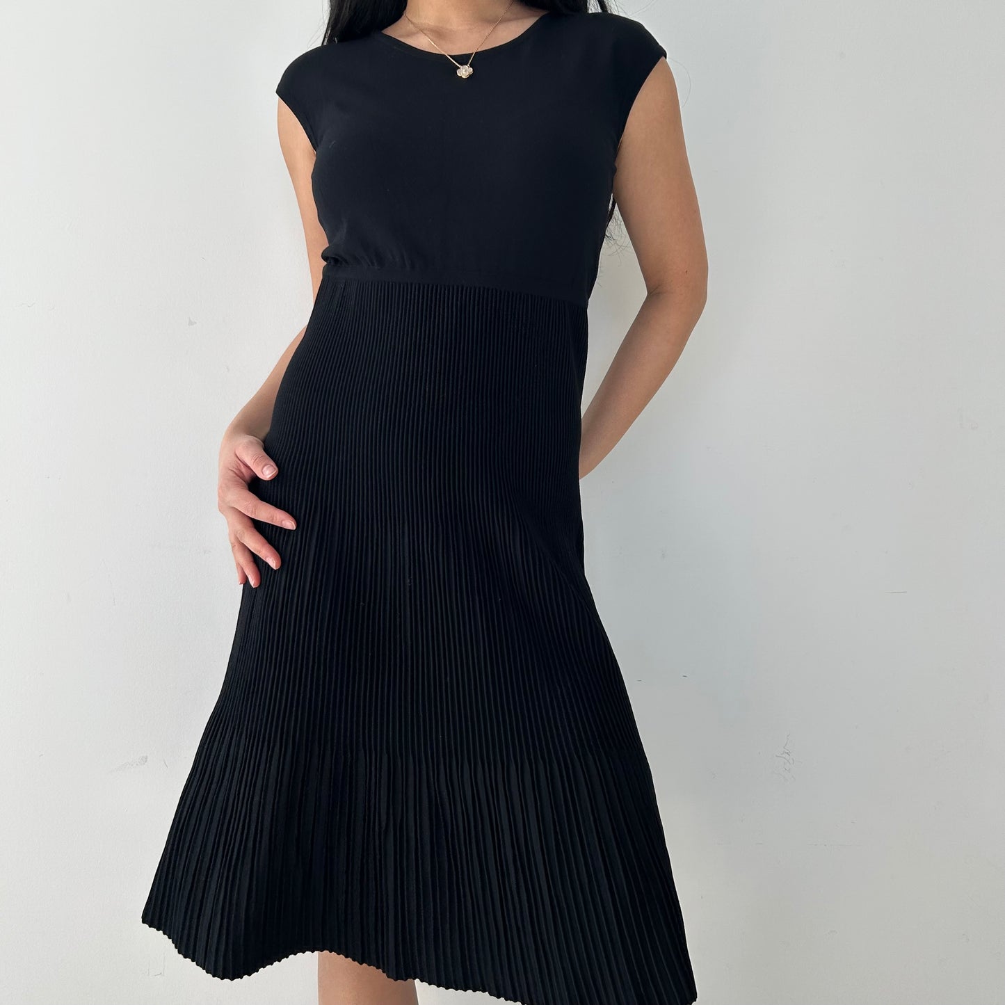Max Mara Studio Black Pleated Midi Dress - Medium