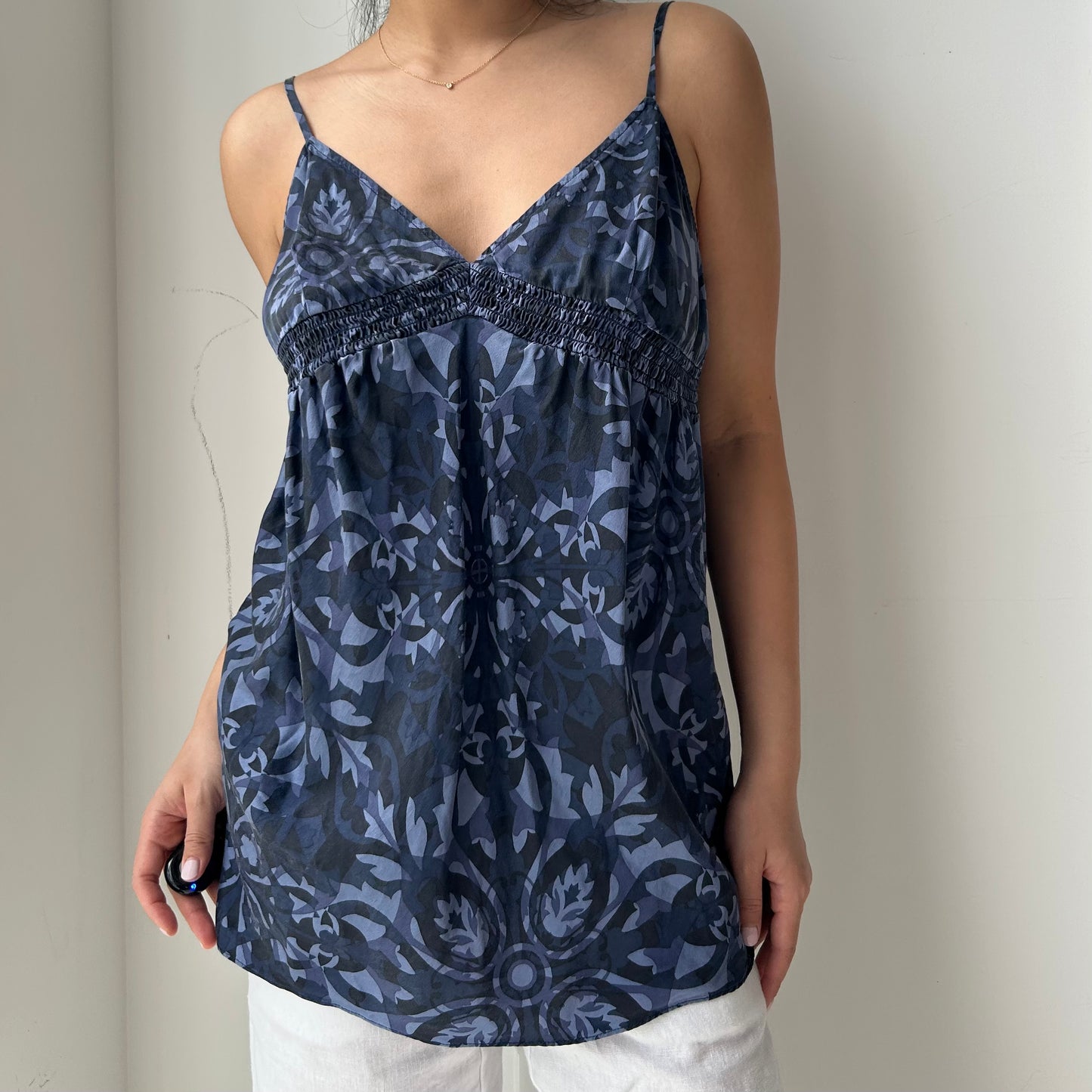 Mexx Blue Floral Silk Camisole - X-Large