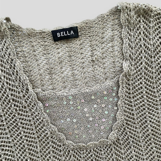 Bella Gold Long Sleeve Knitted Top - Medium
