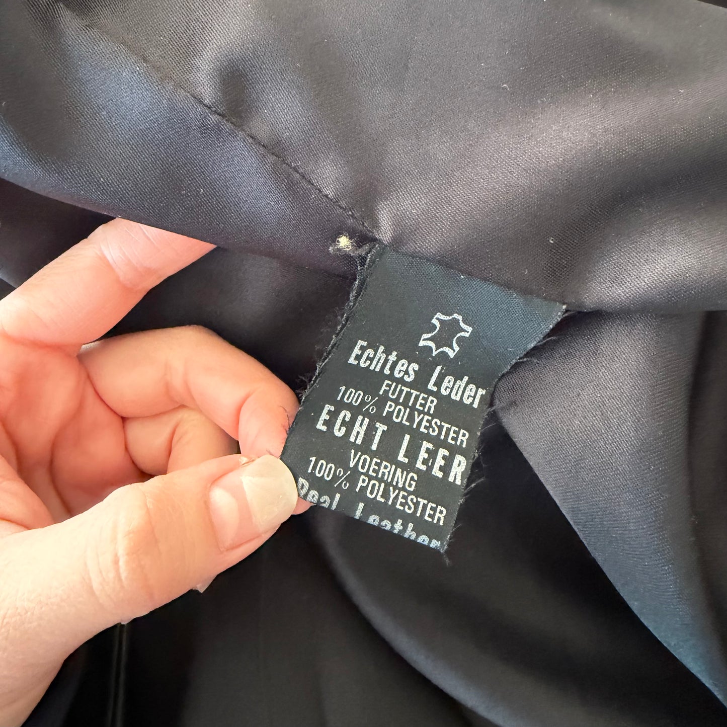 Oversized Black Leather Jacket - Small