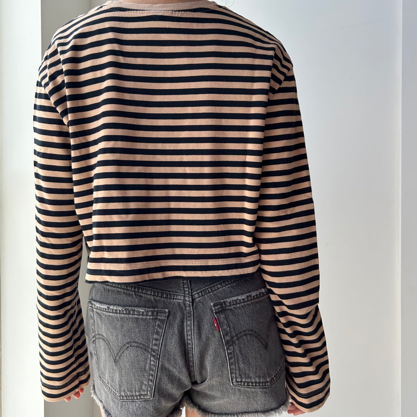 The Upside Long Sleeve Striped Crop Top - Small