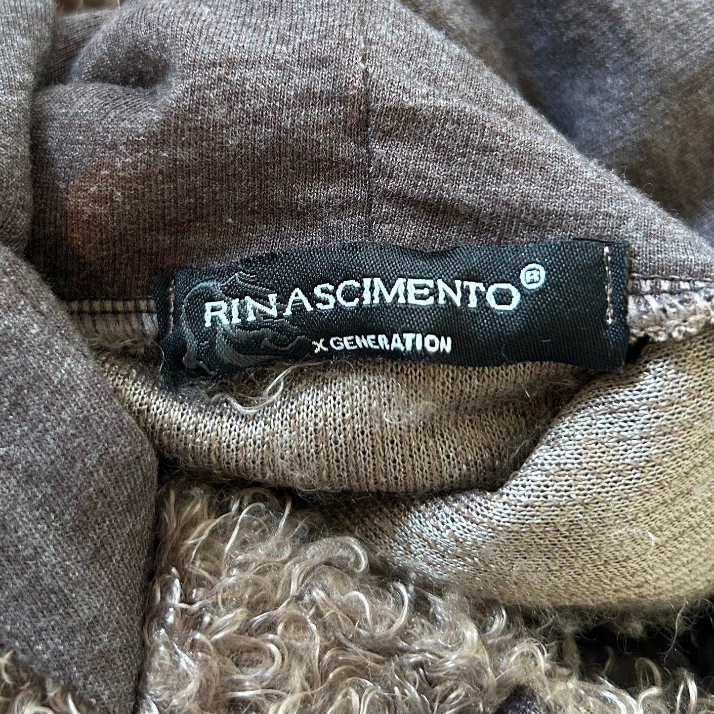 Rinascimento Brown Fuzzy Short Sleeve Hoodie - Medium