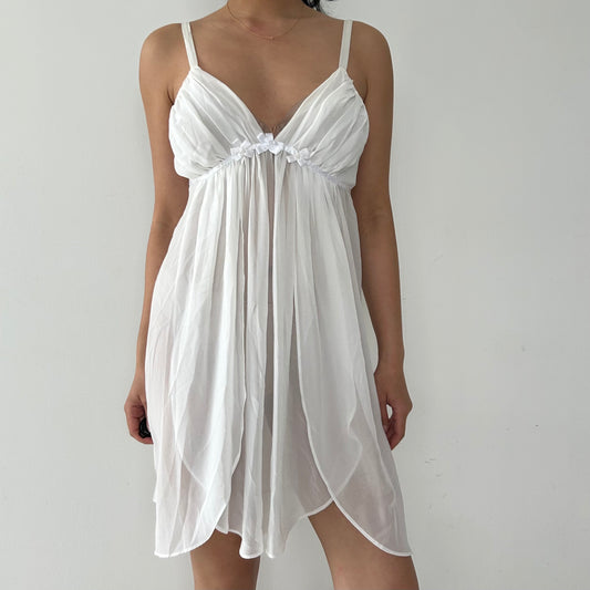 Oscar de la Renta Pink Label White Babydoll Lingerie Dress - Small