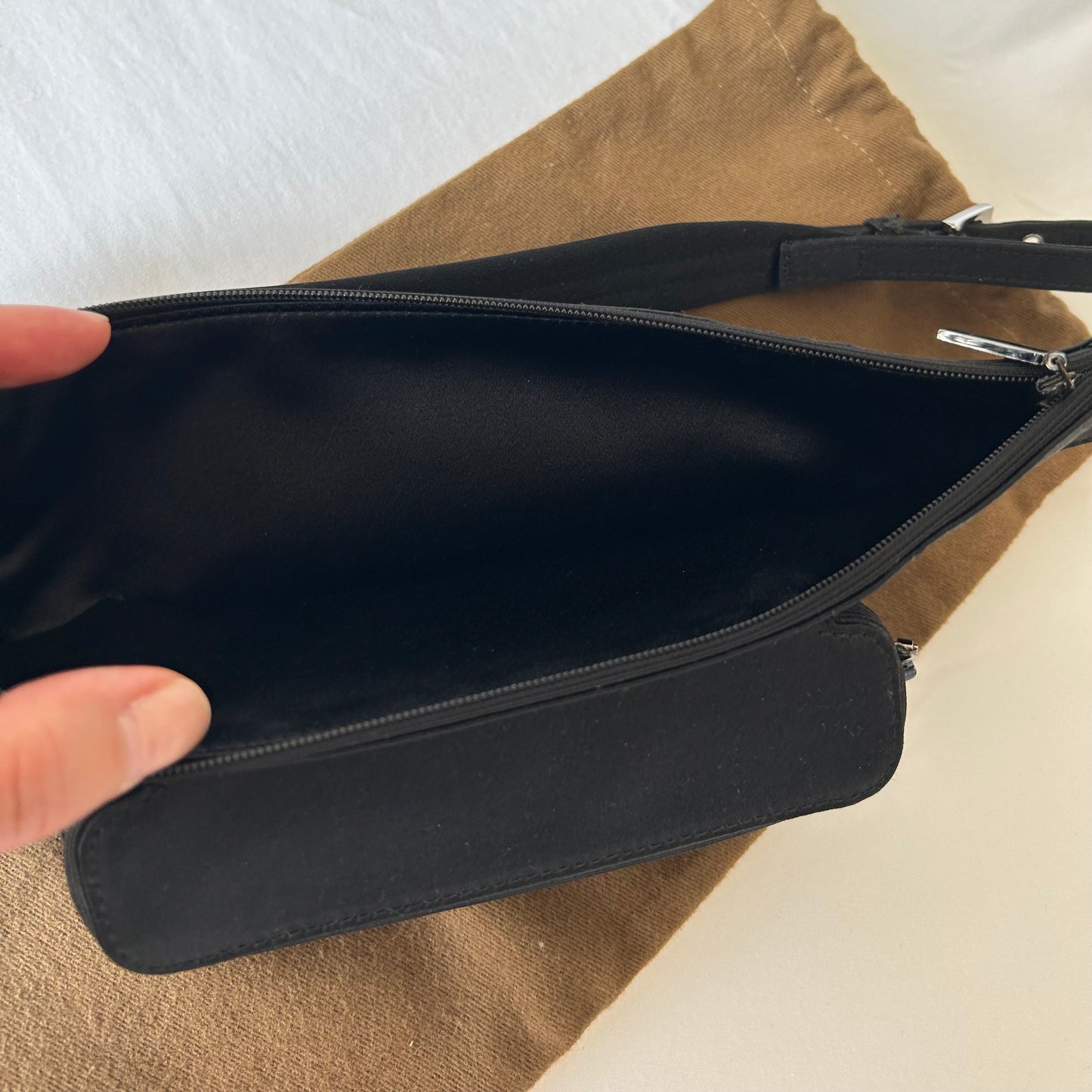 S/S 2001 Gucci by Tom Ford Mini Black Satin Waist Bag