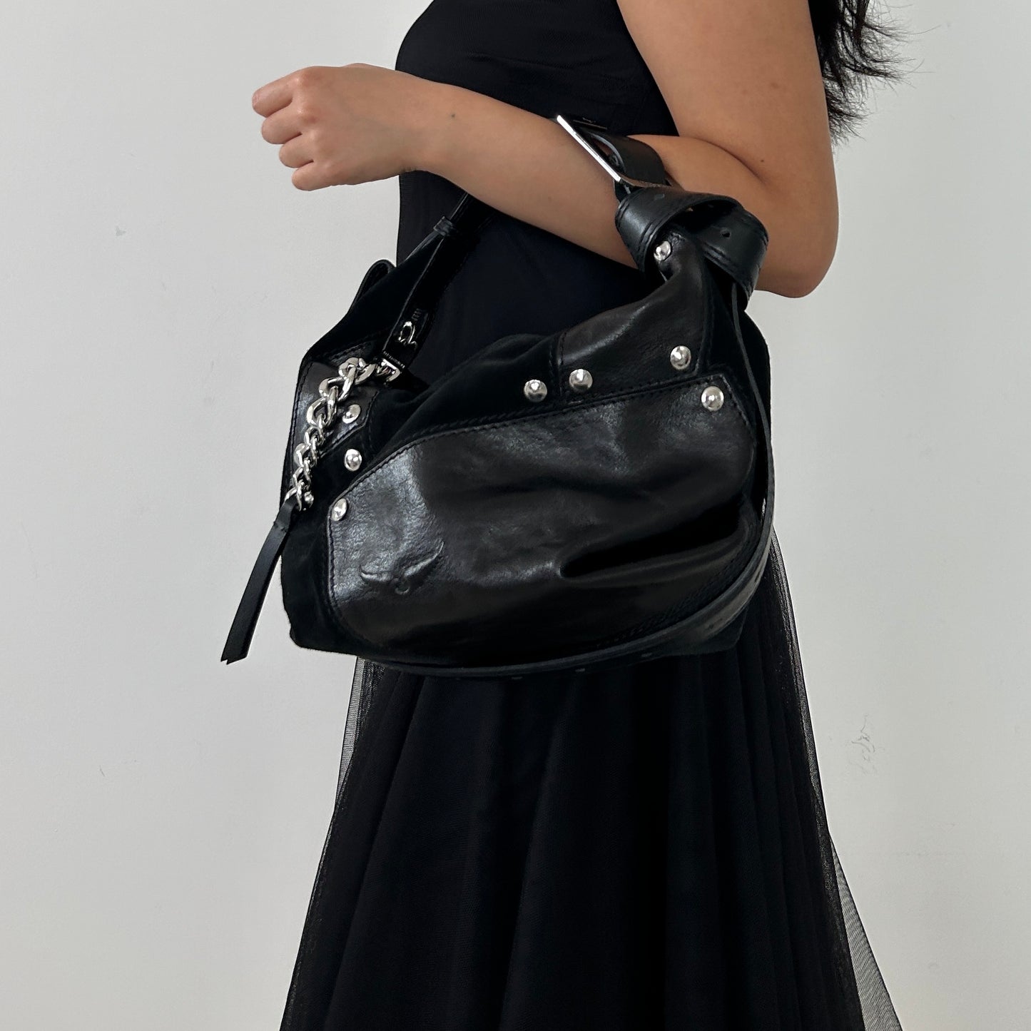 Zadig & Voltaire Black Le Cecilia Patchwork Shoulder Bag