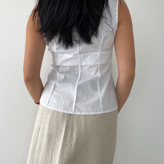 MODA International White Sleeveless Blouse - Small