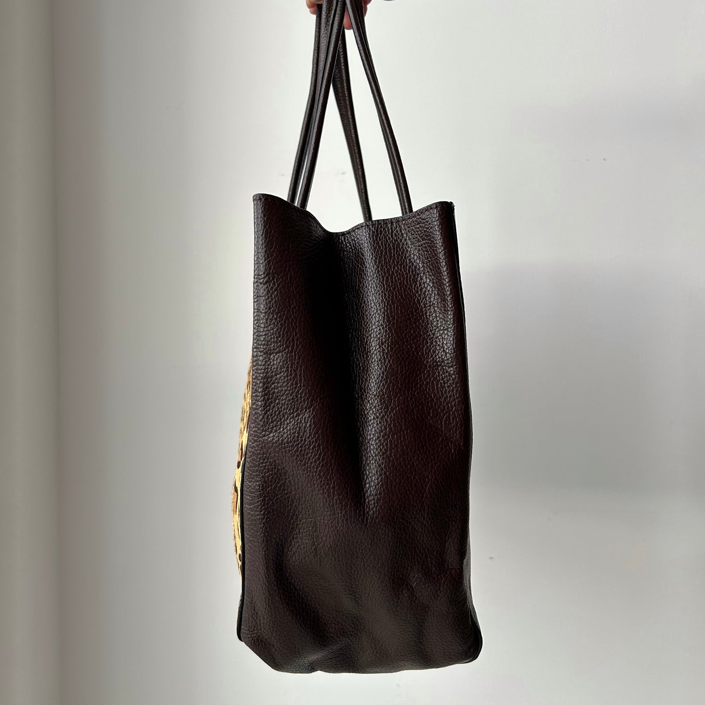 Ele Rossa Leather Tote Bag in Leopard Calf Hair