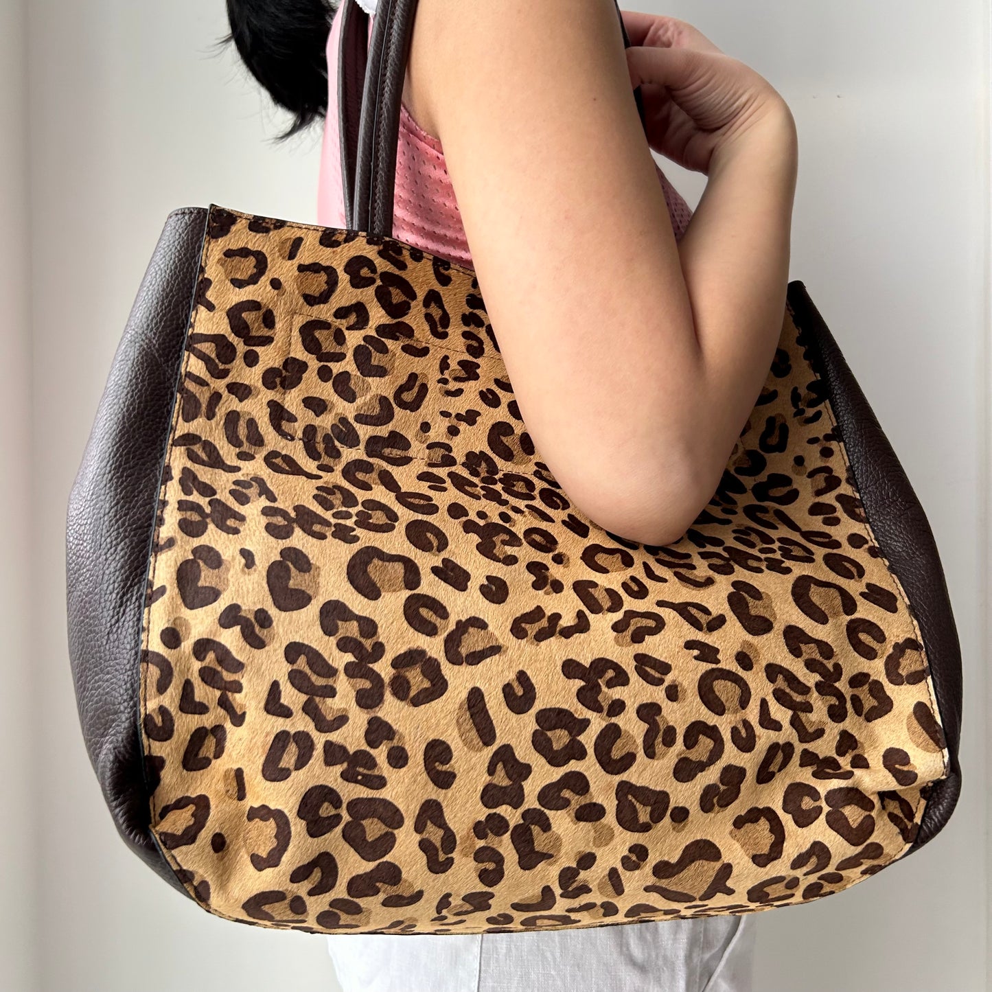 Ele Rossa Leather Tote Bag in Leopard Calf Hair