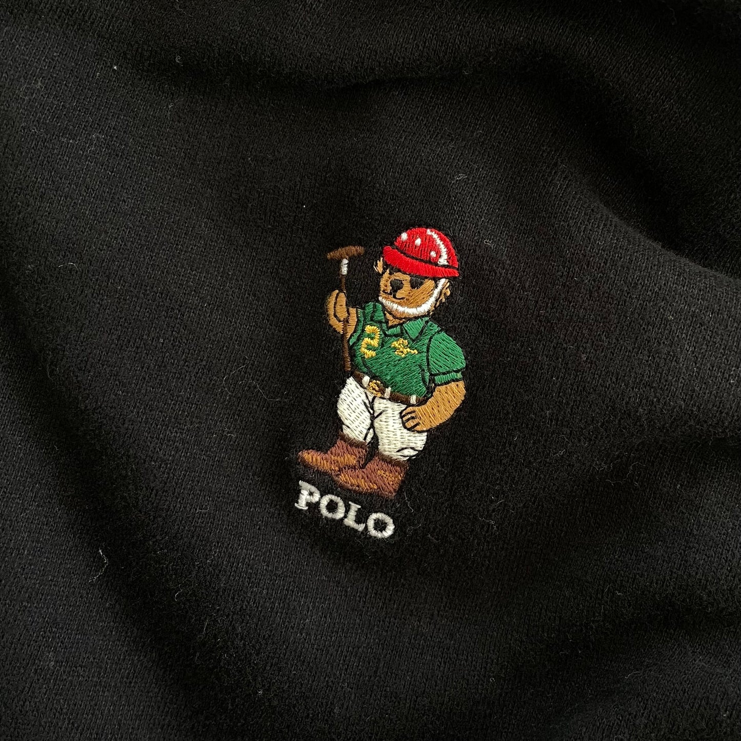 Polo Ralph Lauren Black Fleece Lined Polo Bear Full-Zip Hoodie- X-Large