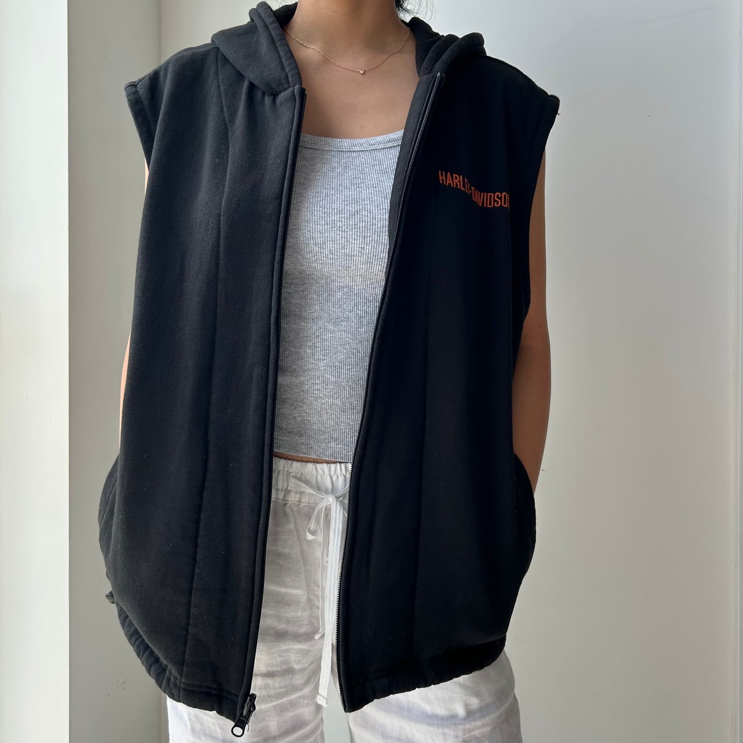 Harley Davidson Black Hooded Vest - Large