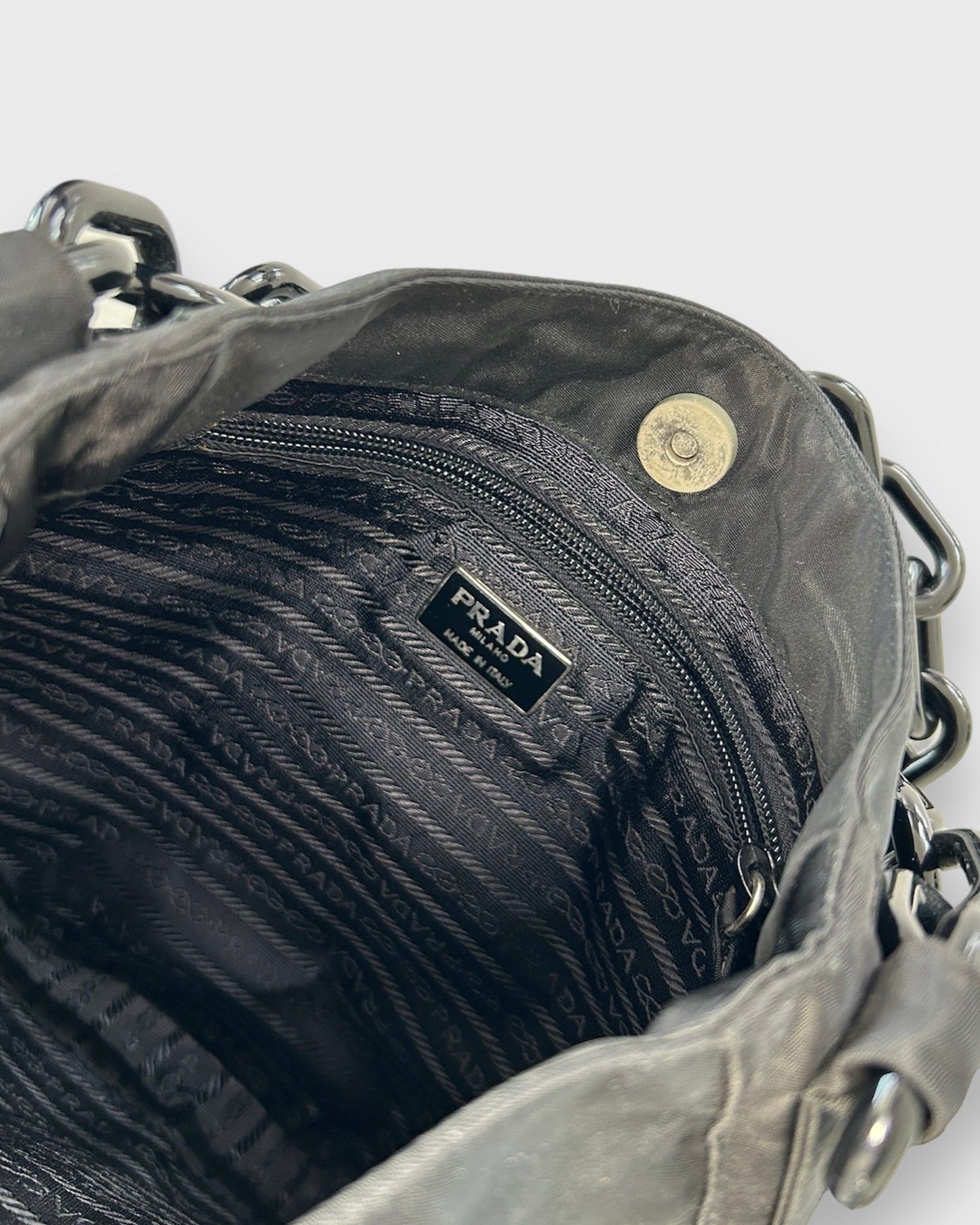 Prada Black Tessuto Chainlink Shoulder Bag