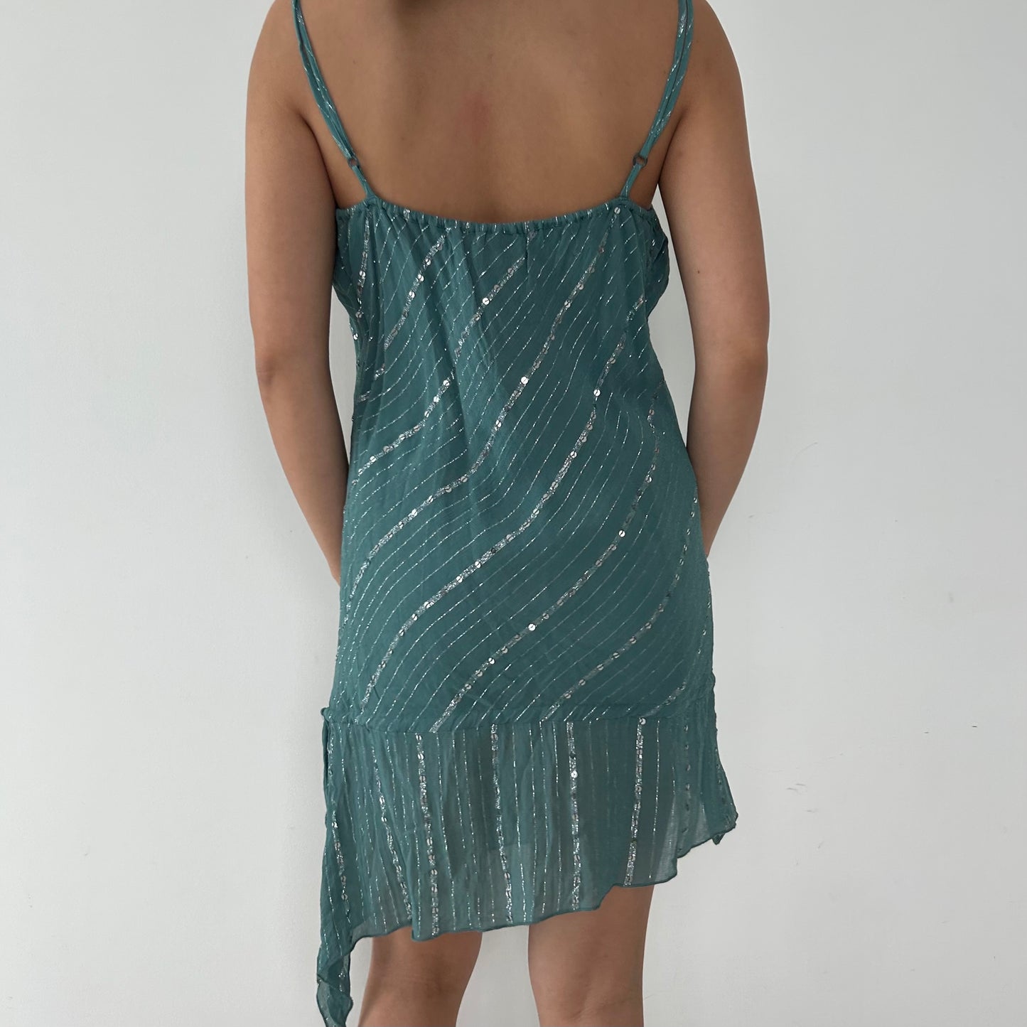 Le Château Teal Sequin Stripe Tunic - X-Large