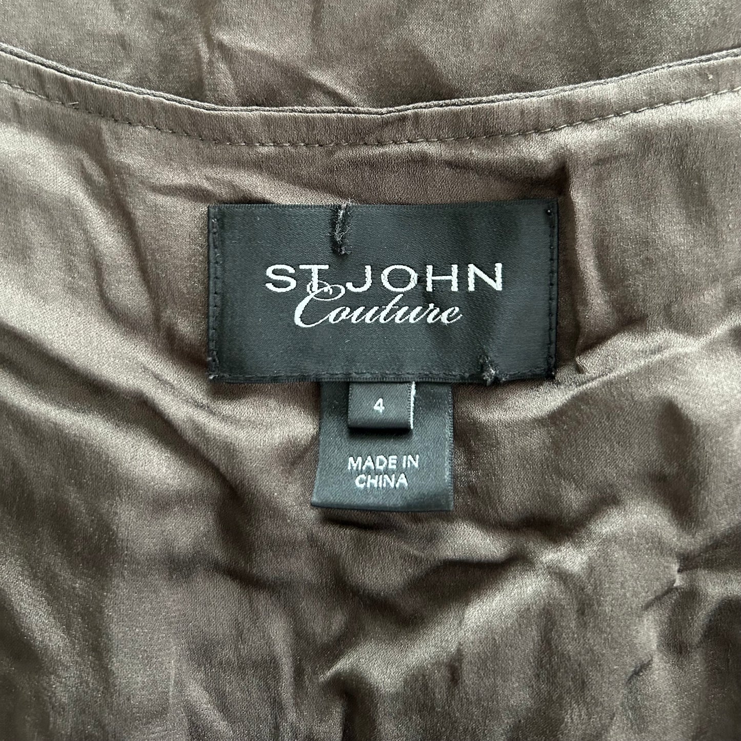 St. John Couture Brown Silk Sequin Blouse - Medium