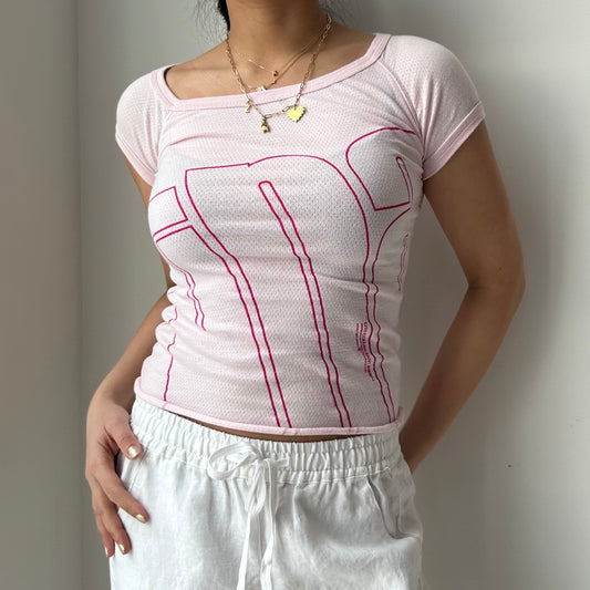 Vintage 2004 TNA by Aritzia Baby Pink Baby Tee - X-Small