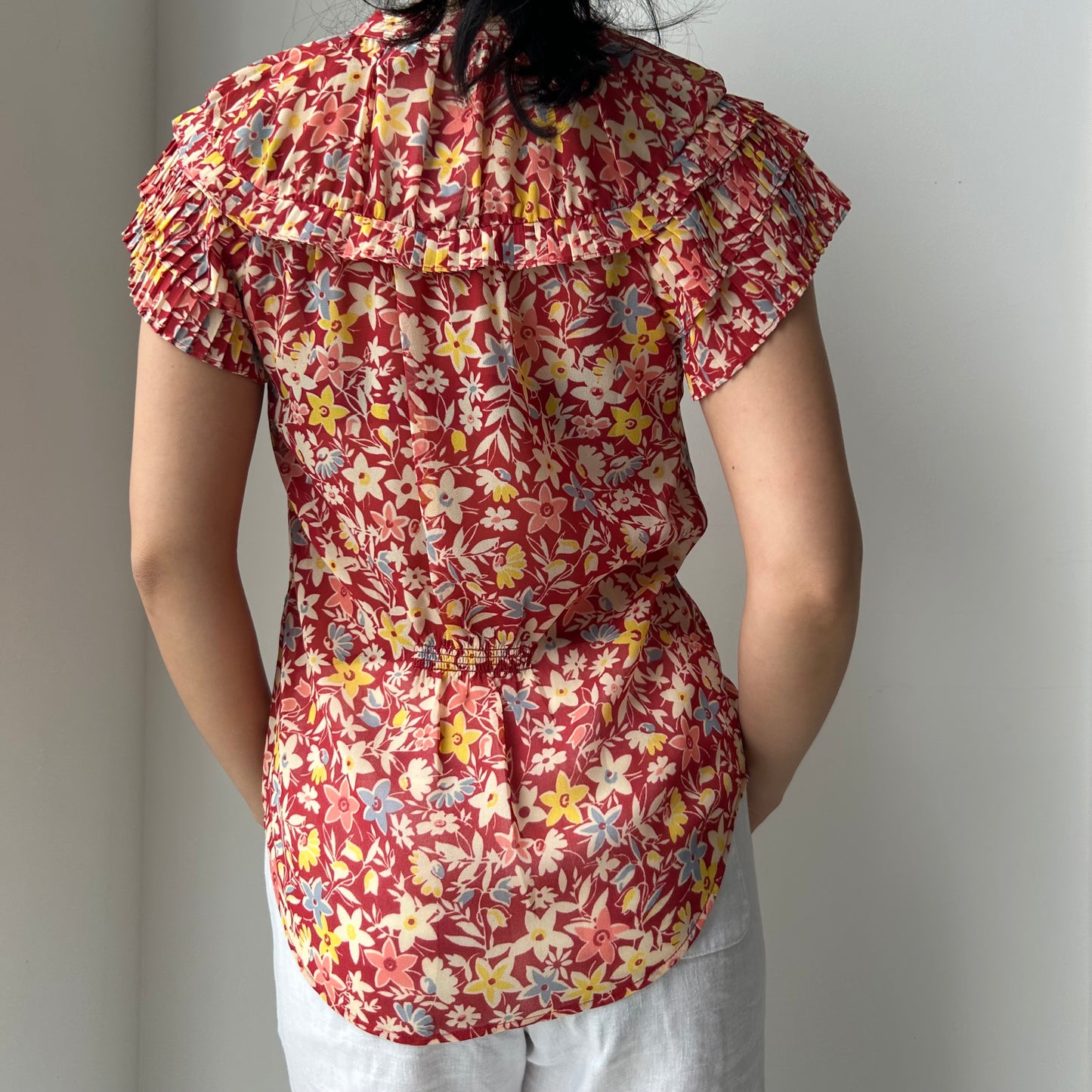 Polo Ralph Lauren Red Short Sleeve Floral Blouse - X-Small