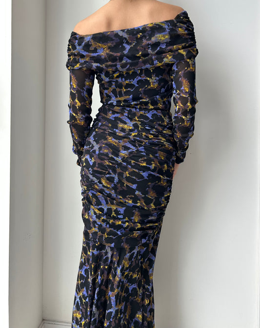 Diane von Furstenberg Off Shoulder Ruched Maxi Dress - Medium