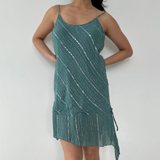 Le Château Teal Sequin Stripe Tunic - X-Large