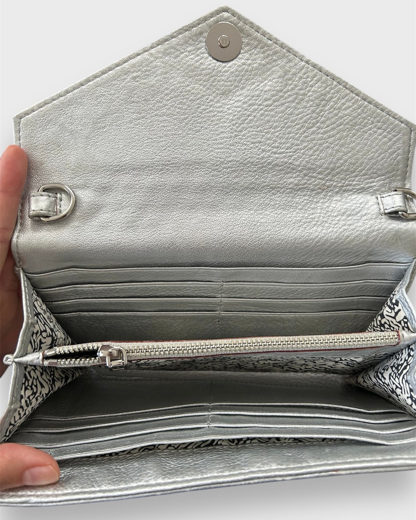 Rebecca Minkoff Silver Studded Envelope Long Wallet with Flap