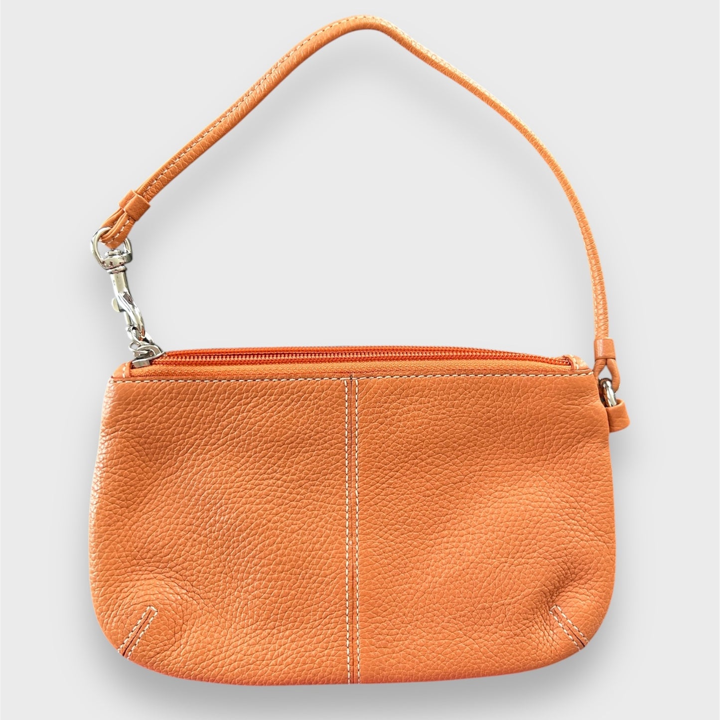 Coach Legacy Orange Pebbled Leather Turnlock Flap Wristlet