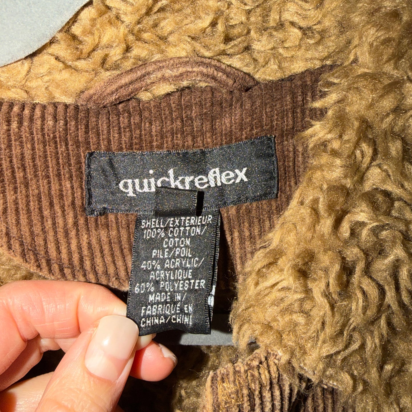 Quickreflex Brown Corduroy Faux Fur Trim Coat - Medium
