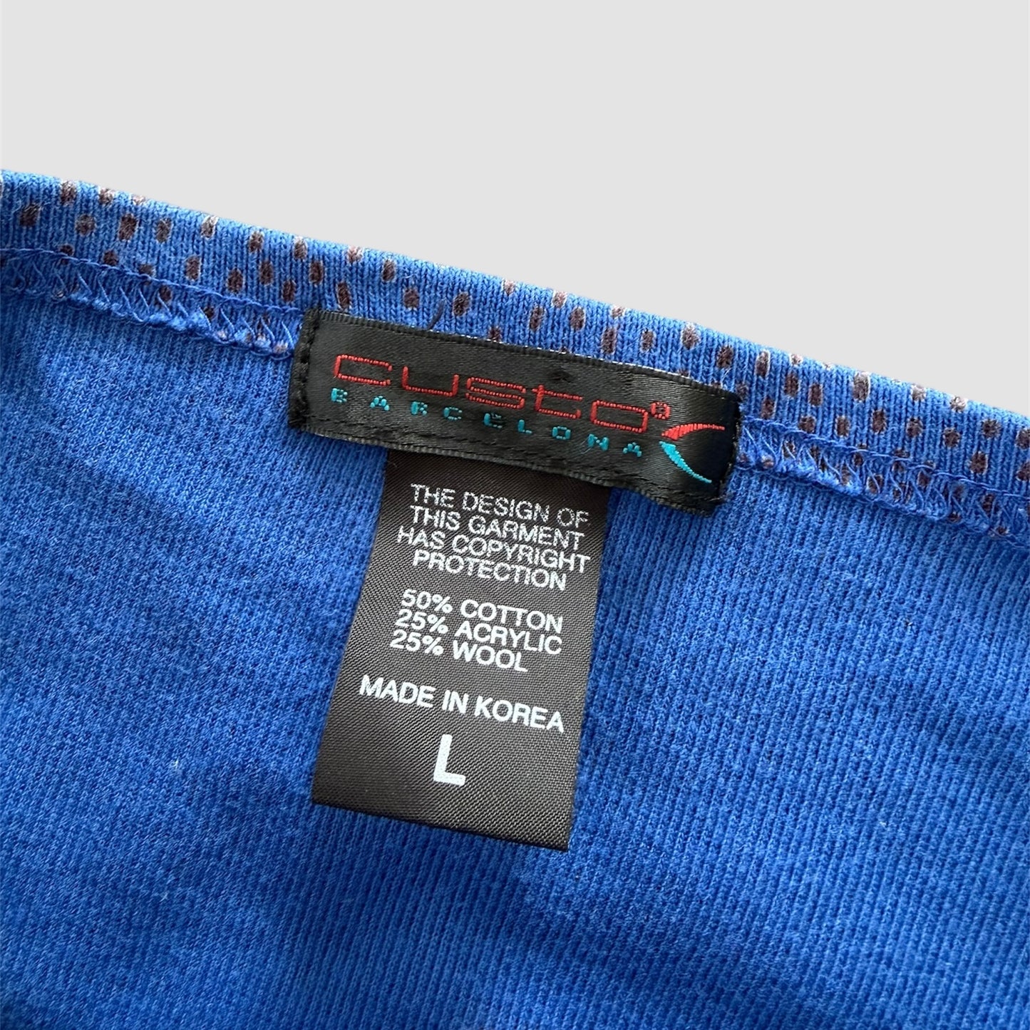 Custo Barcelona Blue Graphic Knit Long Sleeve Tee - Large