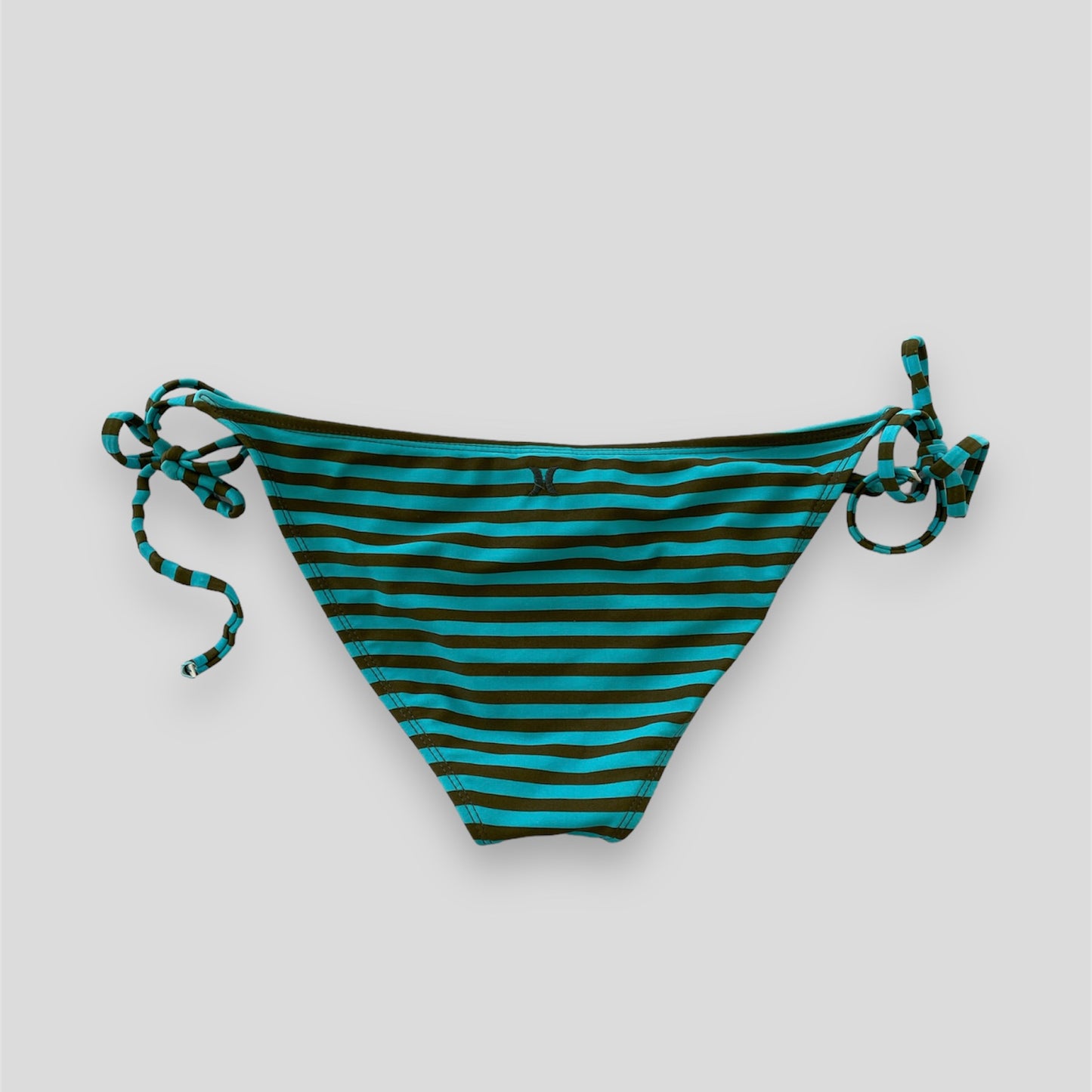 Made in USA Hurley Blue and Brown Striped String Bikini - Medium