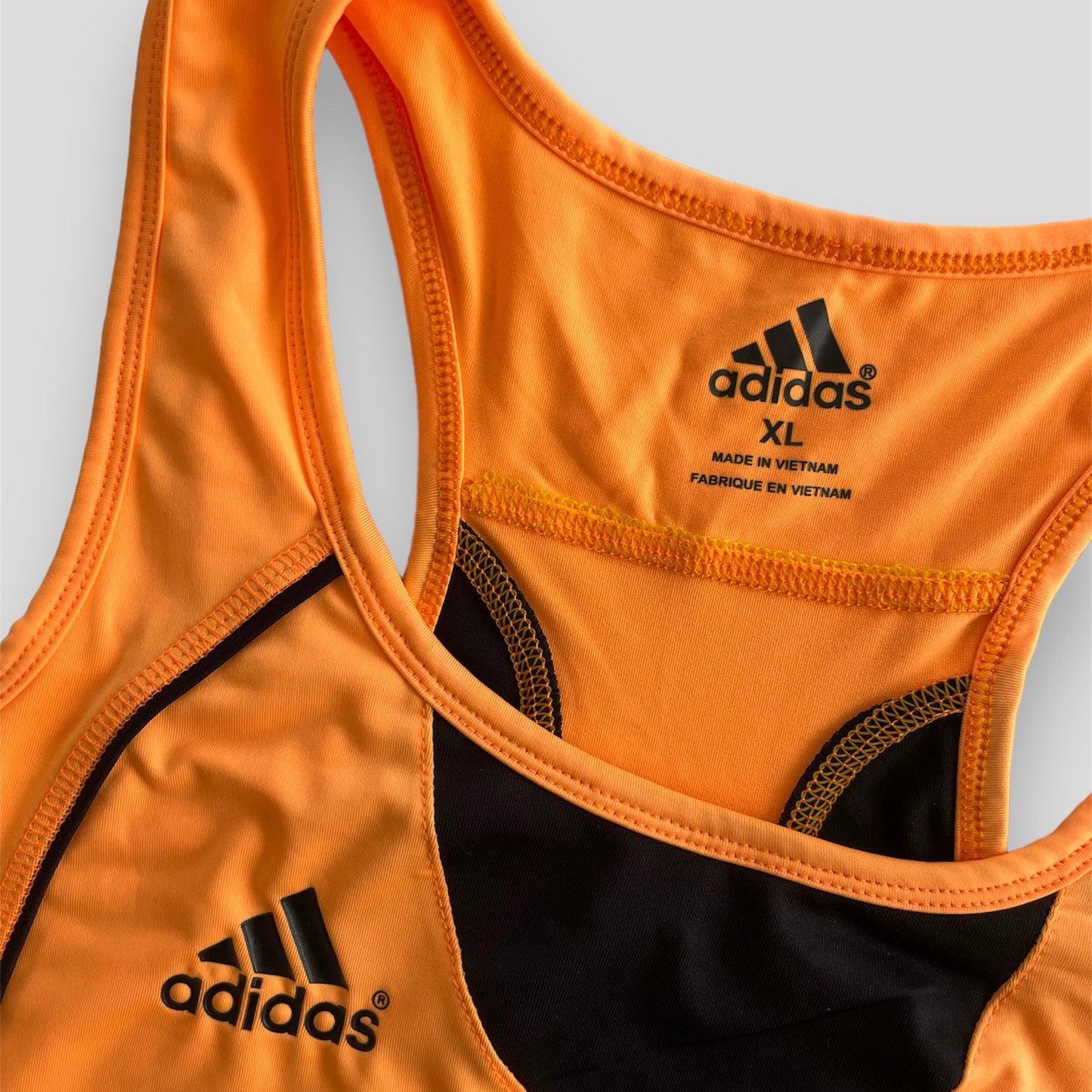 Adidas Neon Orange and Black Sports Bra - Small/Medium