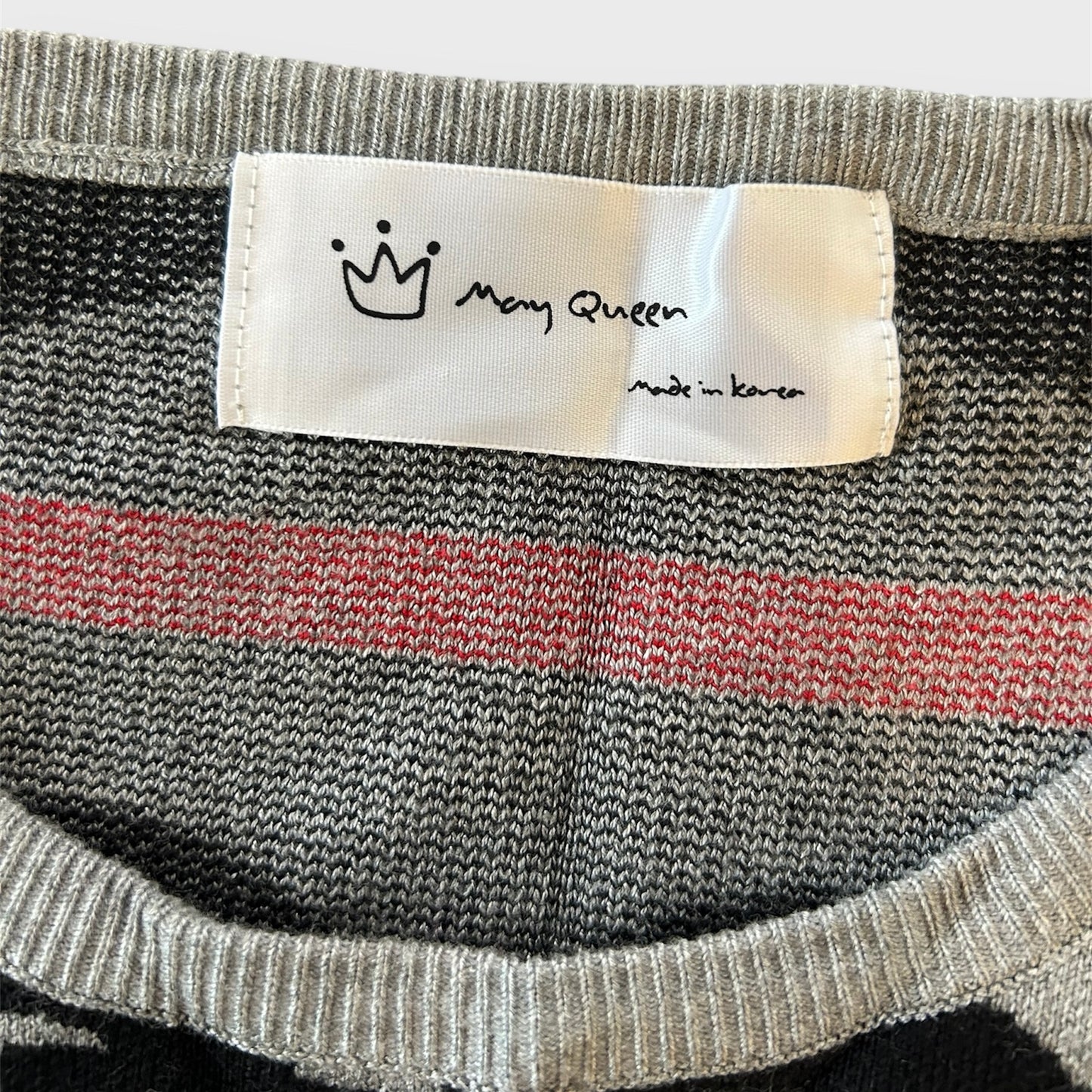 May Queen Grey Graphic Face Intarsia Knit Set - X-Small