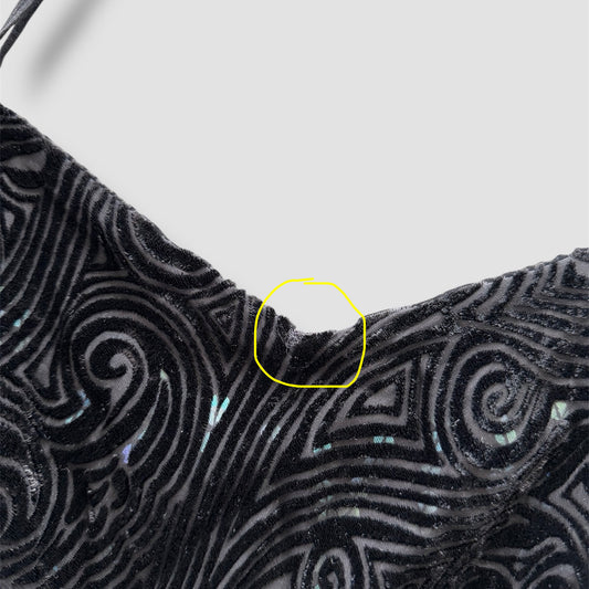 Vintage 90s Whistles Black Silk Burnout Velvet Dress - Small