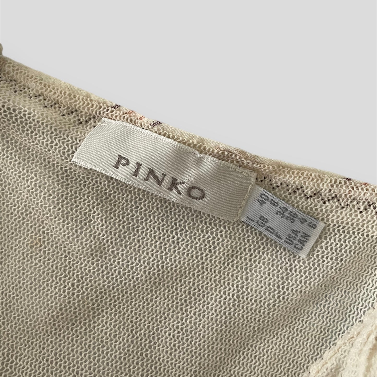 Vintage 1990s Pinko Beige Floral Patchwork Lace Mesh Top - Small