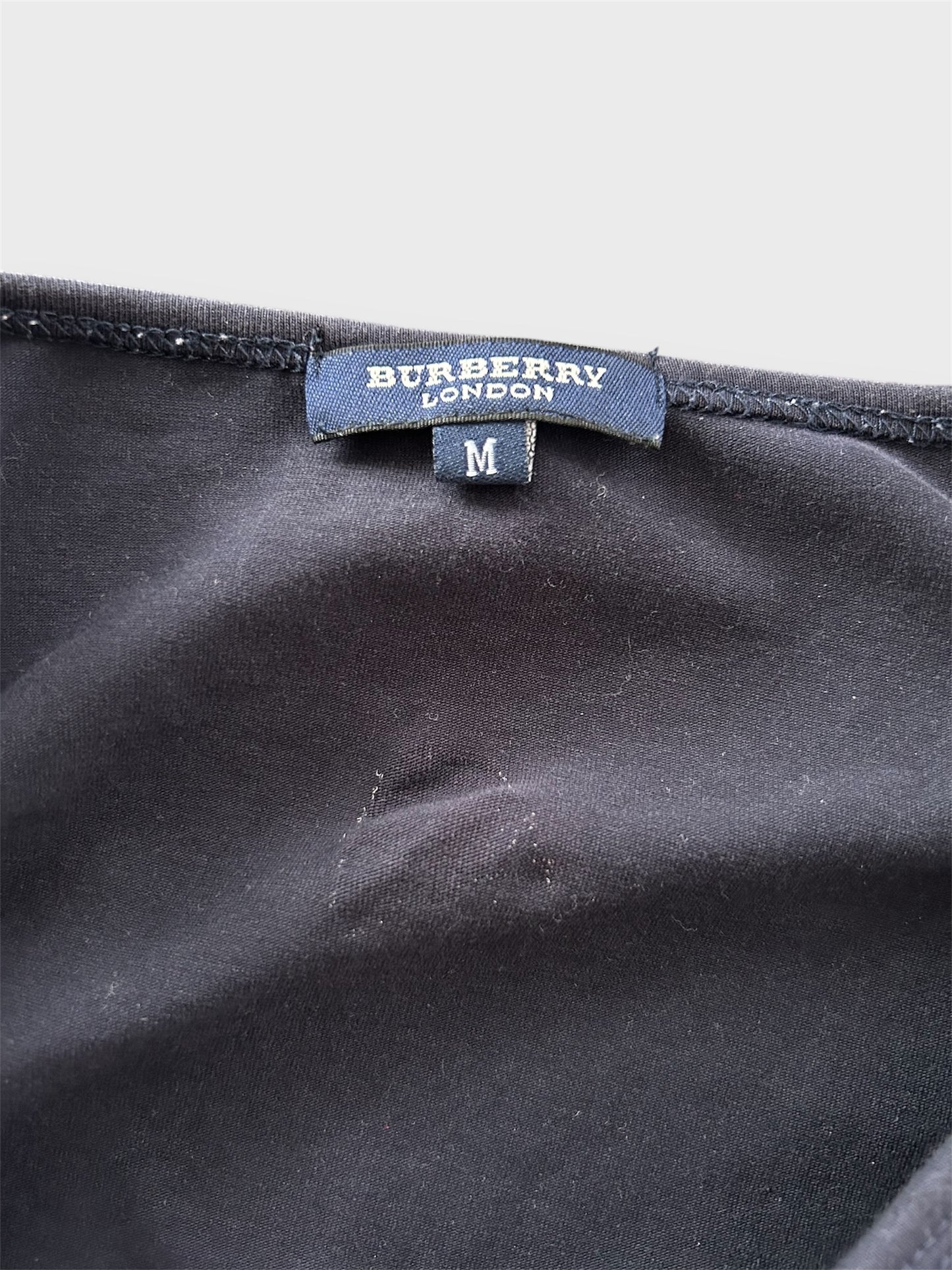 Nova Check Keyhole Long-Sleeve Top in Navy - Medium