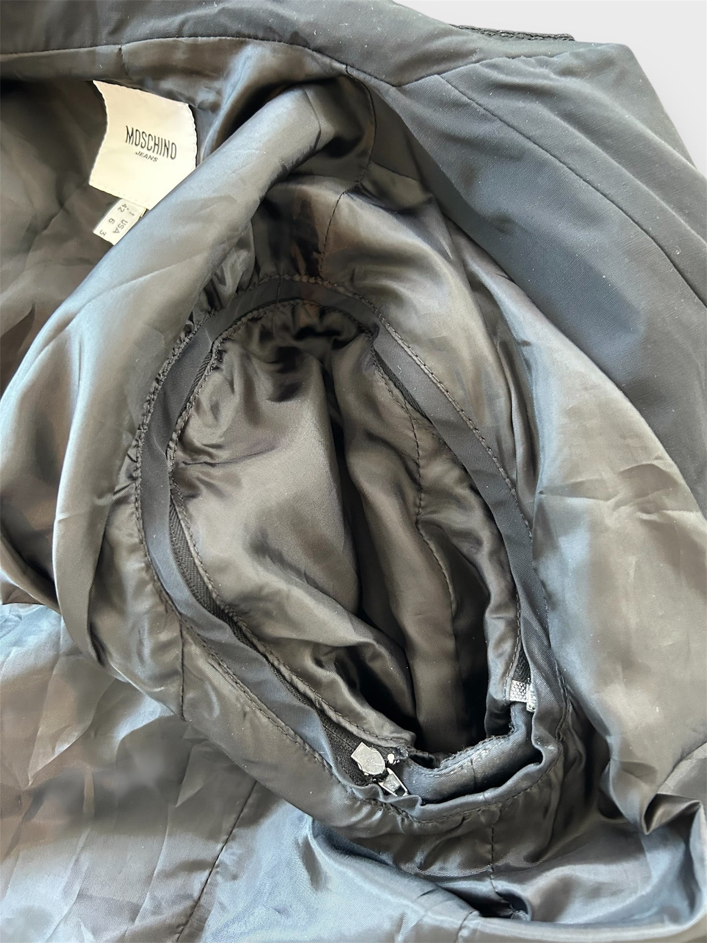 Moschino Jeans Black Button Front Convertible Utility Jacket - Small