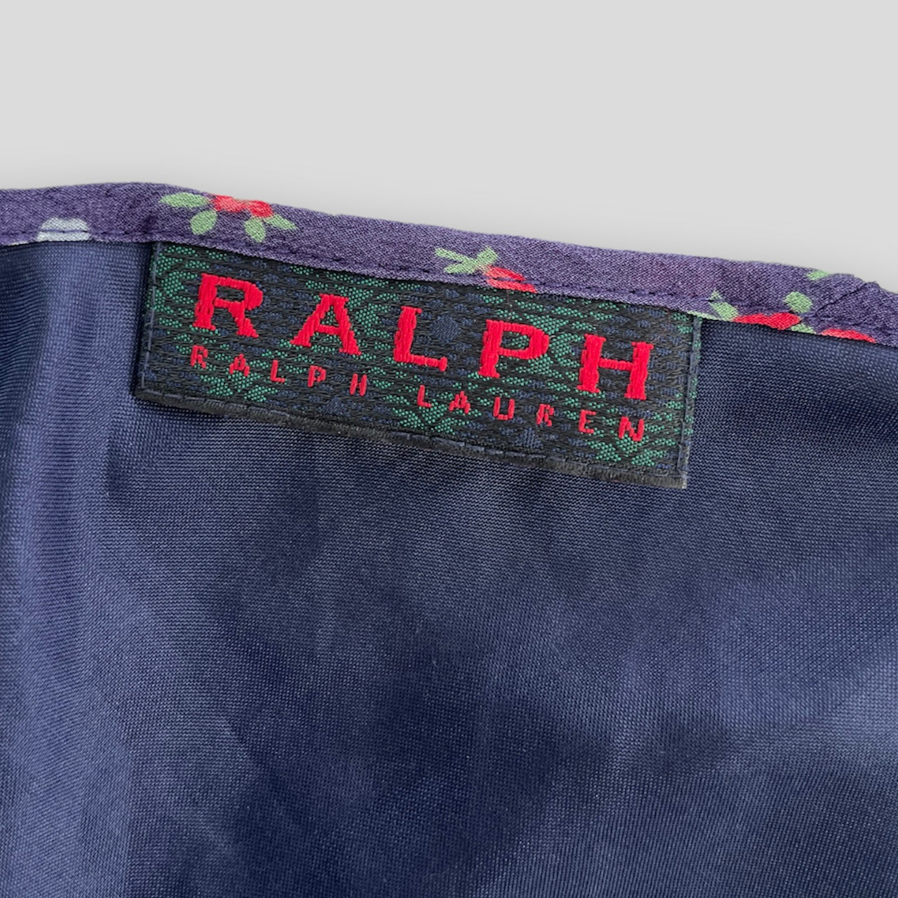 Vintage 1990s Ralph Lauren Navy and Red Floral Silk Cami Top - Small/Medium