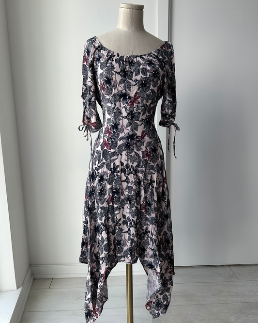 Maje Floral Print Handkerchief Dress - Small