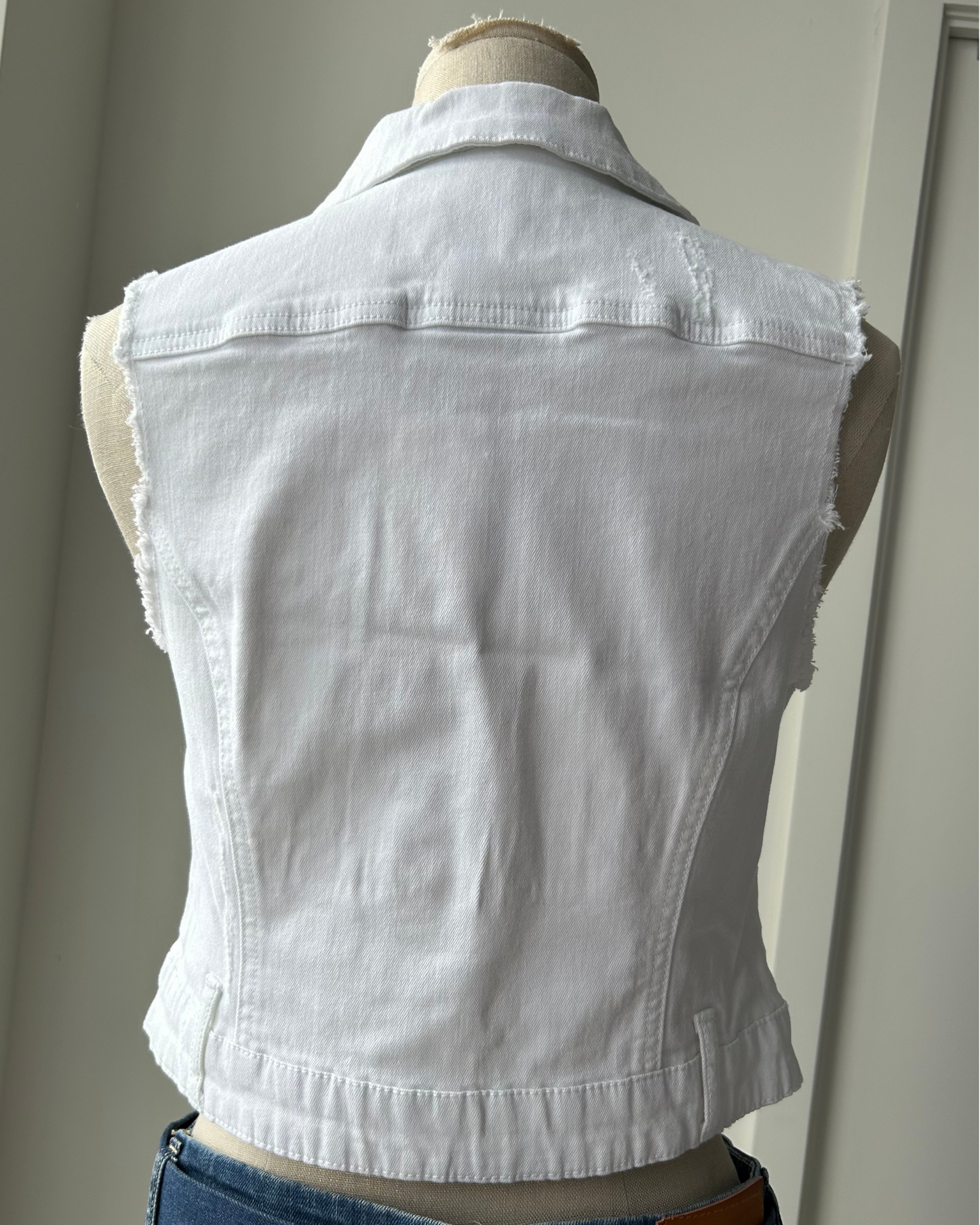 Guess White Denim Vest - Small