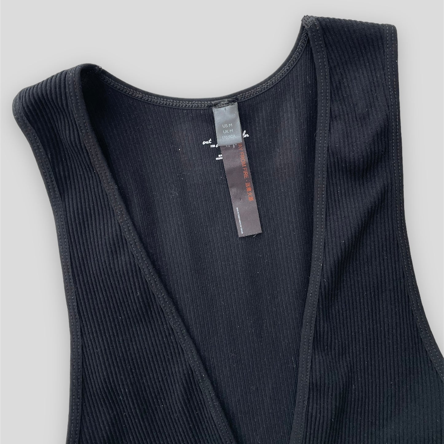Urban Outfitters Out From Under Black Seamless Ribbed Plunge Tank Top - Small